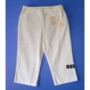 Women's Capri Pants Sz 12  White Stretch Midrise -Secretly Slender  St John's By